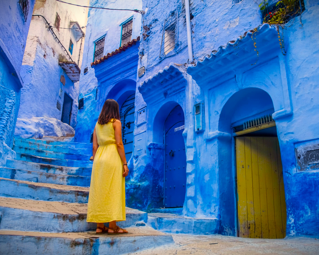 Chefchaouen Blue City streets for Morocco travel advice for women what to wear and how to act